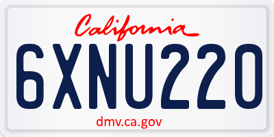 CA license plate 6XNU220