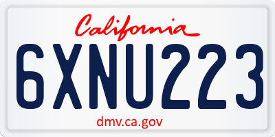 CA license plate 6XNU223