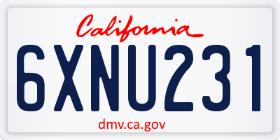 CA license plate 6XNU231
