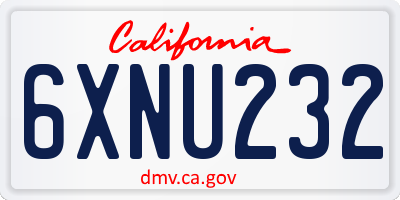 CA license plate 6XNU232