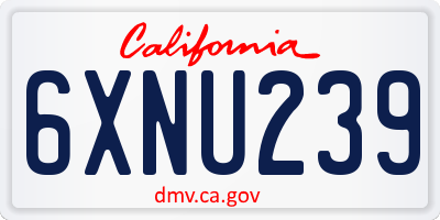 CA license plate 6XNU239