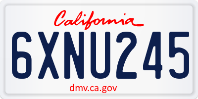 CA license plate 6XNU245