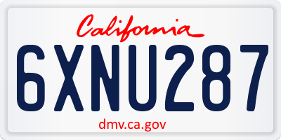 CA license plate 6XNU287