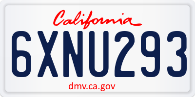 CA license plate 6XNU293