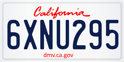 CA license plate 6XNU295