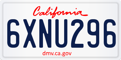 CA license plate 6XNU296