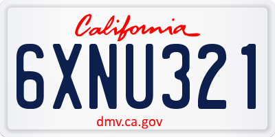 CA license plate 6XNU321