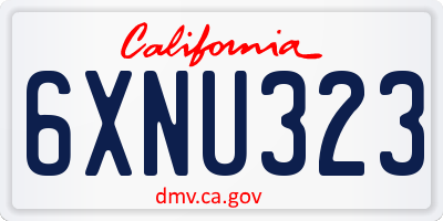 CA license plate 6XNU323