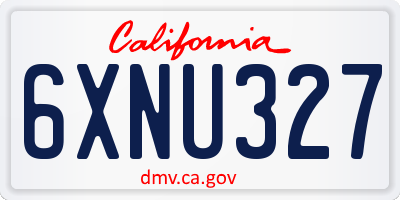 CA license plate 6XNU327