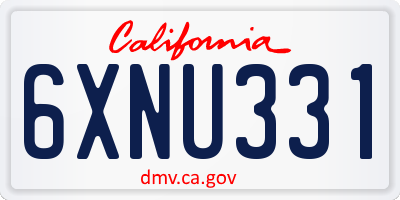 CA license plate 6XNU331