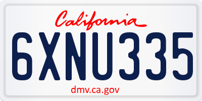 CA license plate 6XNU335