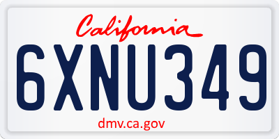CA license plate 6XNU349