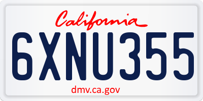 CA license plate 6XNU355