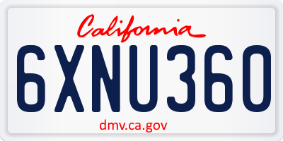 CA license plate 6XNU360