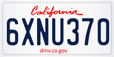 CA license plate 6XNU370
