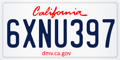 CA license plate 6XNU397