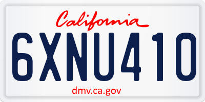CA license plate 6XNU410