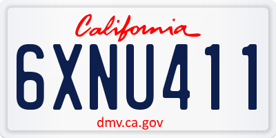 CA license plate 6XNU411