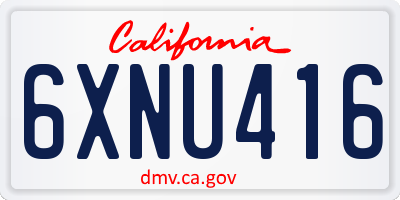 CA license plate 6XNU416