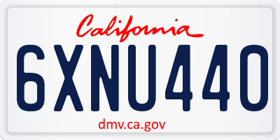 CA license plate 6XNU440