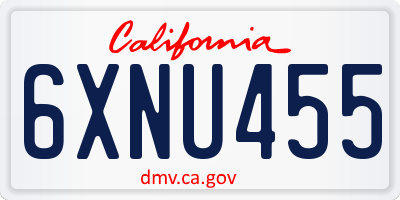 CA license plate 6XNU455