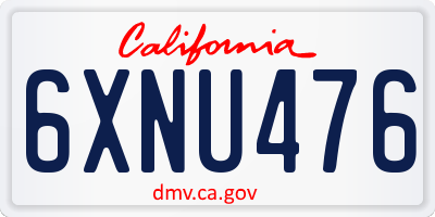CA license plate 6XNU476