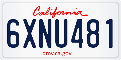 CA license plate 6XNU481