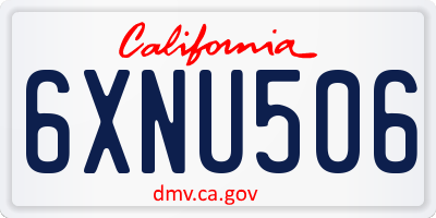 CA license plate 6XNU506