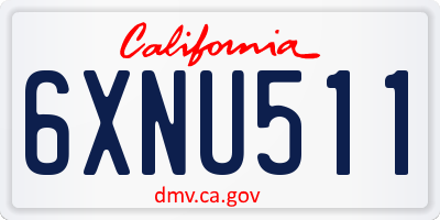 CA license plate 6XNU511