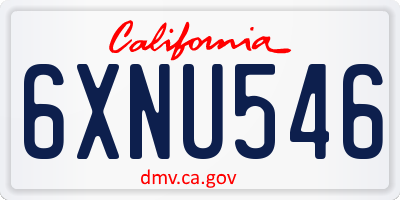 CA license plate 6XNU546
