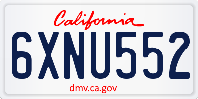 CA license plate 6XNU552