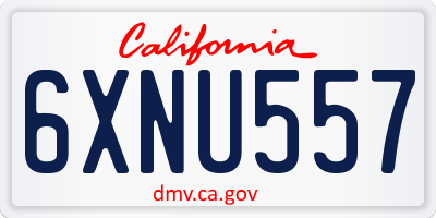CA license plate 6XNU557