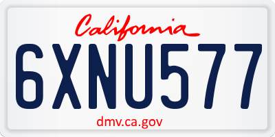 CA license plate 6XNU577