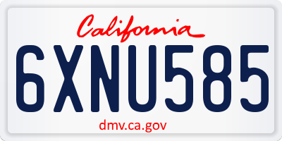 CA license plate 6XNU585