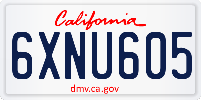 CA license plate 6XNU605