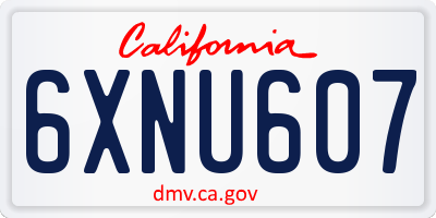 CA license plate 6XNU607