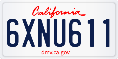 CA license plate 6XNU611