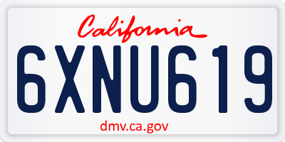 CA license plate 6XNU619