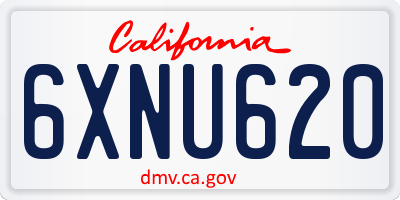 CA license plate 6XNU620