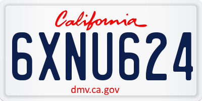 CA license plate 6XNU624