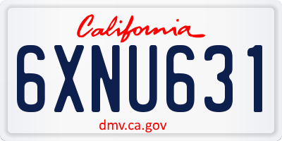 CA license plate 6XNU631