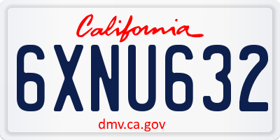 CA license plate 6XNU632