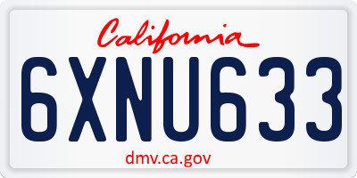 CA license plate 6XNU633
