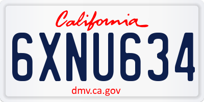 CA license plate 6XNU634