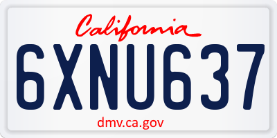 CA license plate 6XNU637