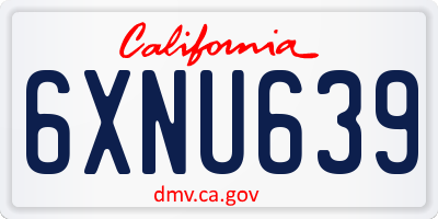 CA license plate 6XNU639