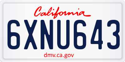 CA license plate 6XNU643