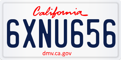 CA license plate 6XNU656