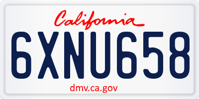 CA license plate 6XNU658