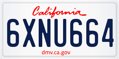 CA license plate 6XNU664